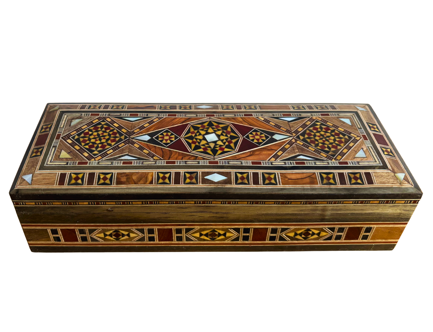 Damasceńskie Pudełko na Biżuterię, Pióra i Różaniec – Ręcznie Wykonane