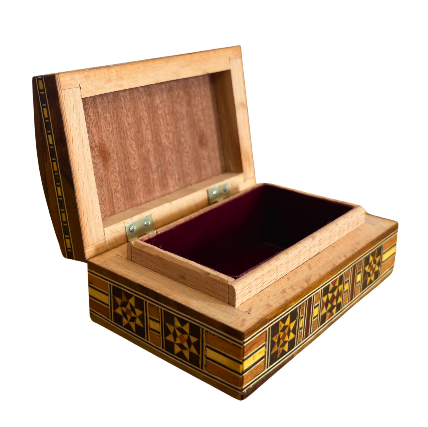 Handcrafted Damascene Jewelry Box with Mother of Pearl Inlay – Luxury Wood Keepsake