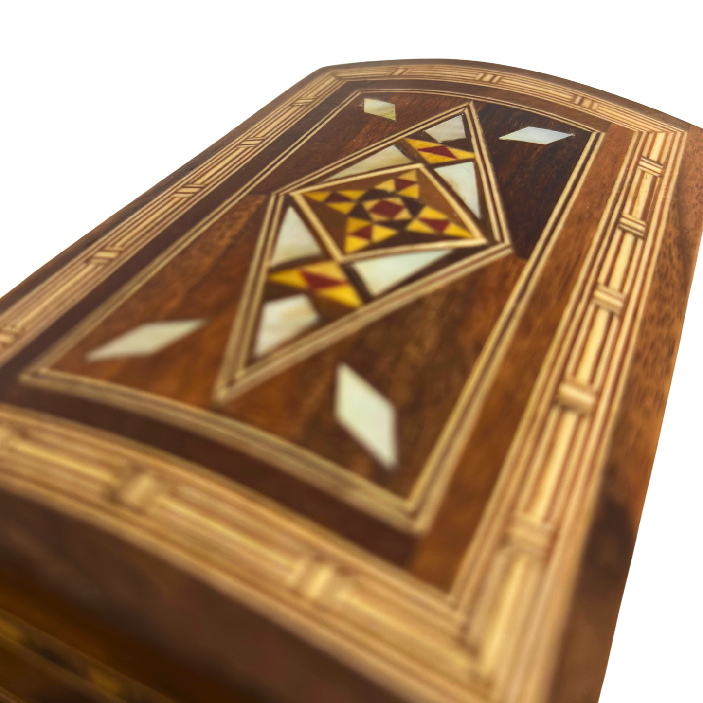 Handcrafted Damascene Jewelry Box with Mother of Pearl Inlay – Luxury Wood Keepsake