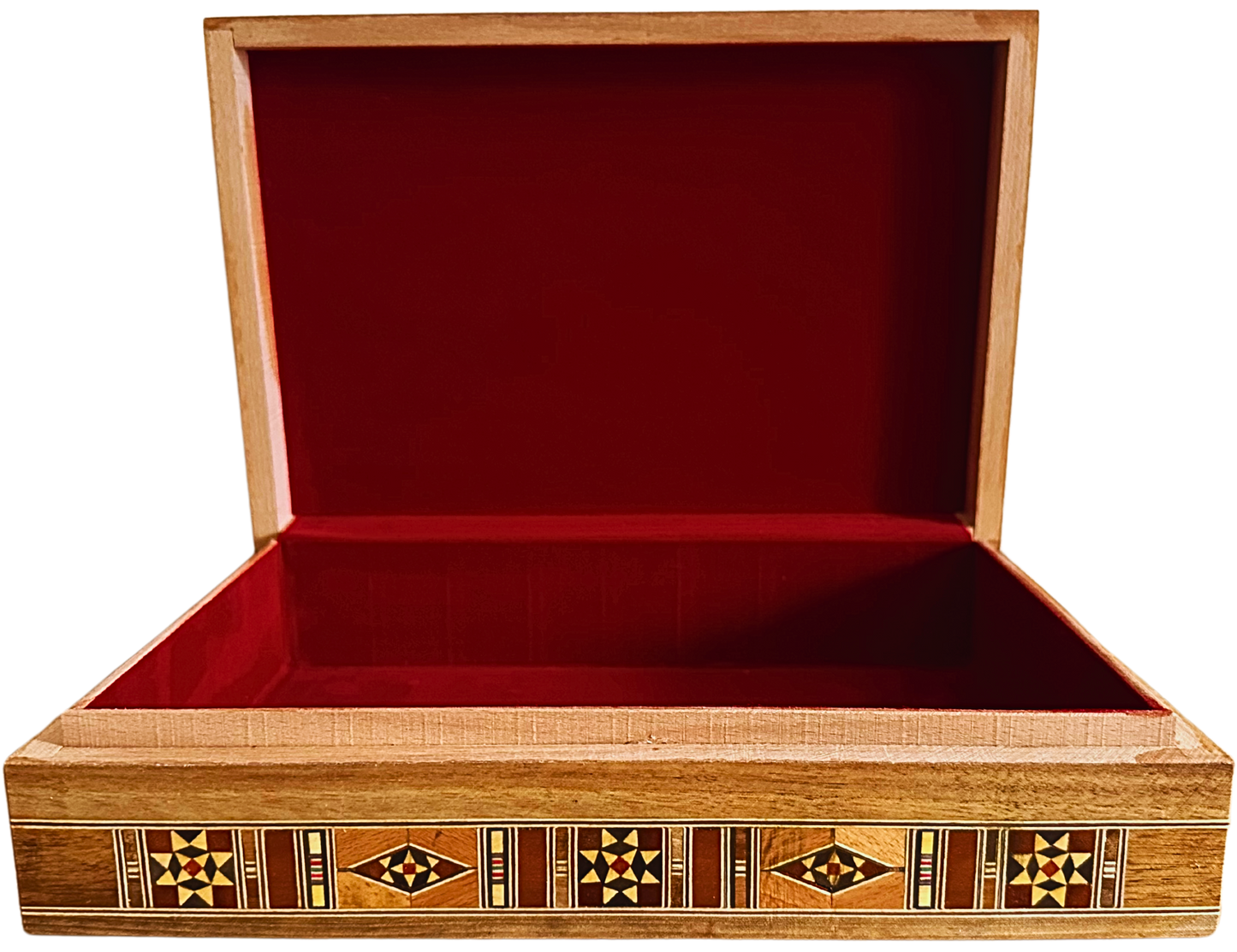 Elegante große Mosaikbox – handgefertigte Schmuck- und Andenkentruhe aus Holz mit Samtfutter