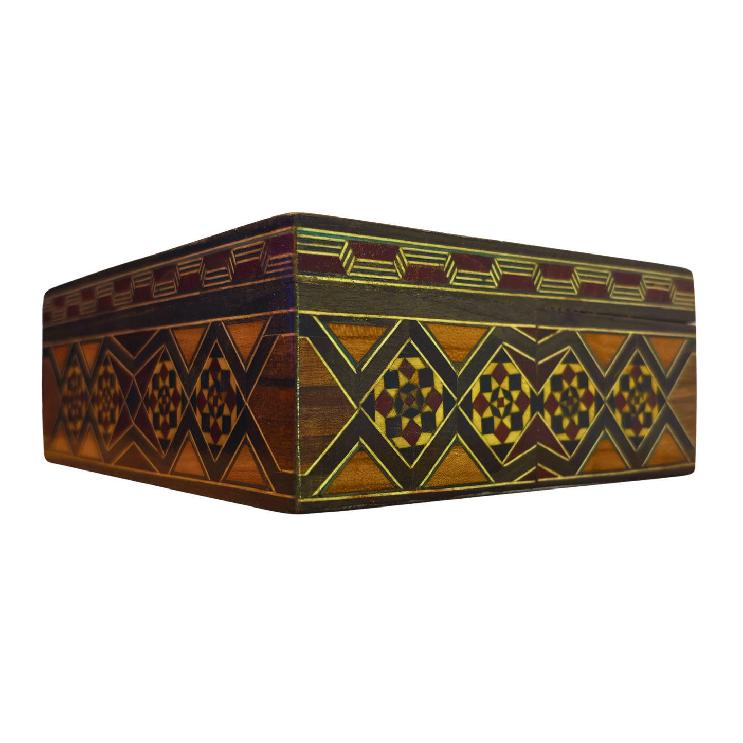 Refined Damascene Mosaic Box by Master Gaby Al Dayeh – Mother of Pearl & Velvet Interior