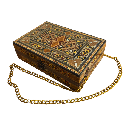 Bolsa Damasquina com Madrepérola – Elegância Oriental Feita à Mão