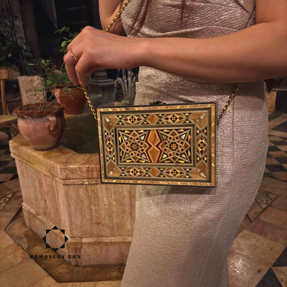 Bolsa Damasquina com Madrepérola – Elegância Oriental Feita à Mão