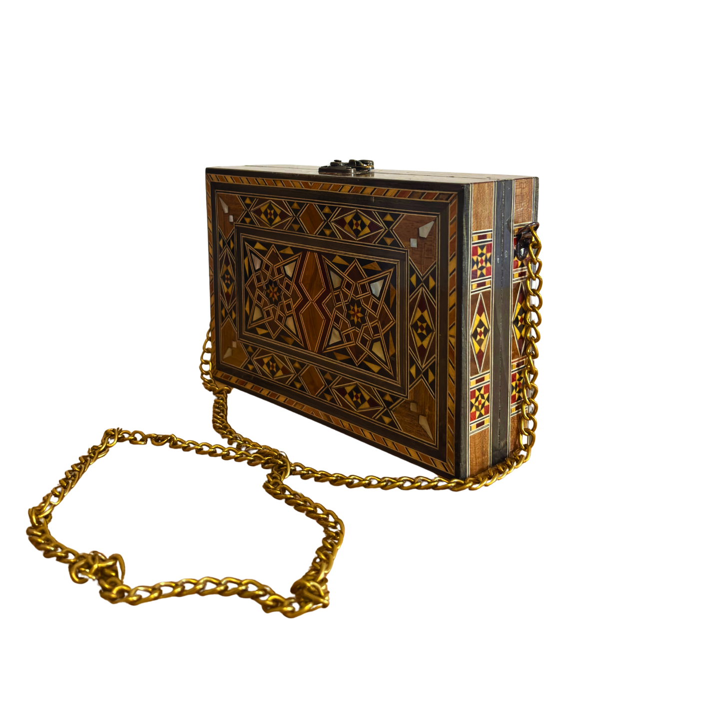 Bolsa Damasquina com Madrepérola – Elegância Oriental Feita à Mão