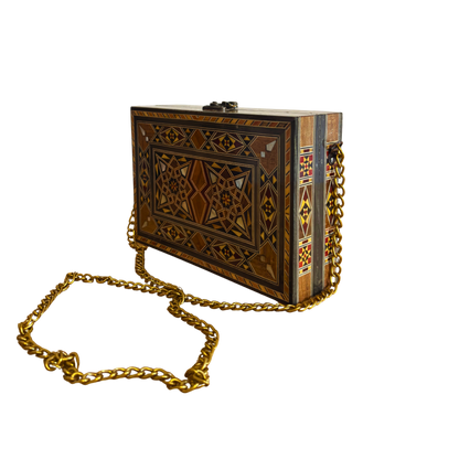 Bolsa Damasquina com Madrepérola – Elegância Oriental Feita à Mão