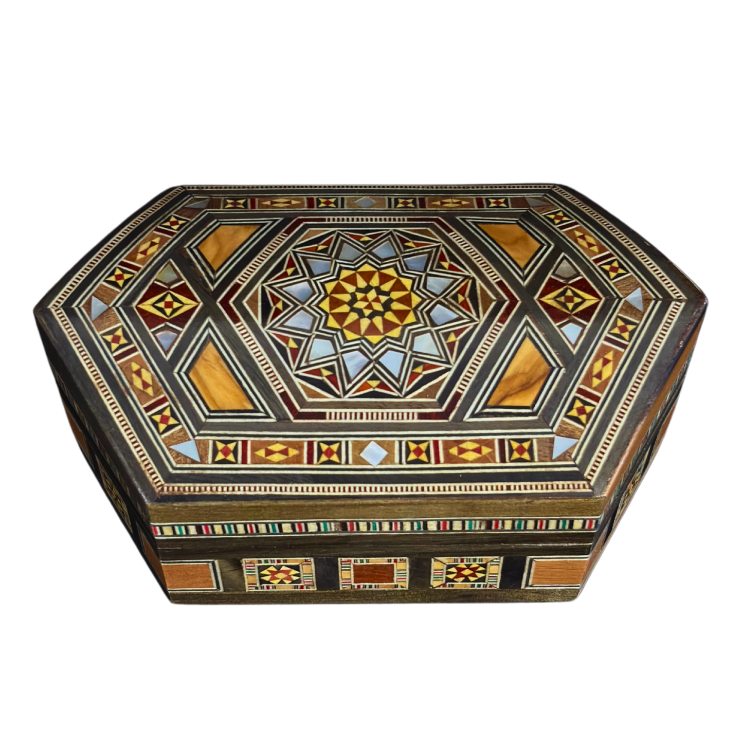 Artisan Damascene Mosaic Box – Mother of Pearl & Velvet