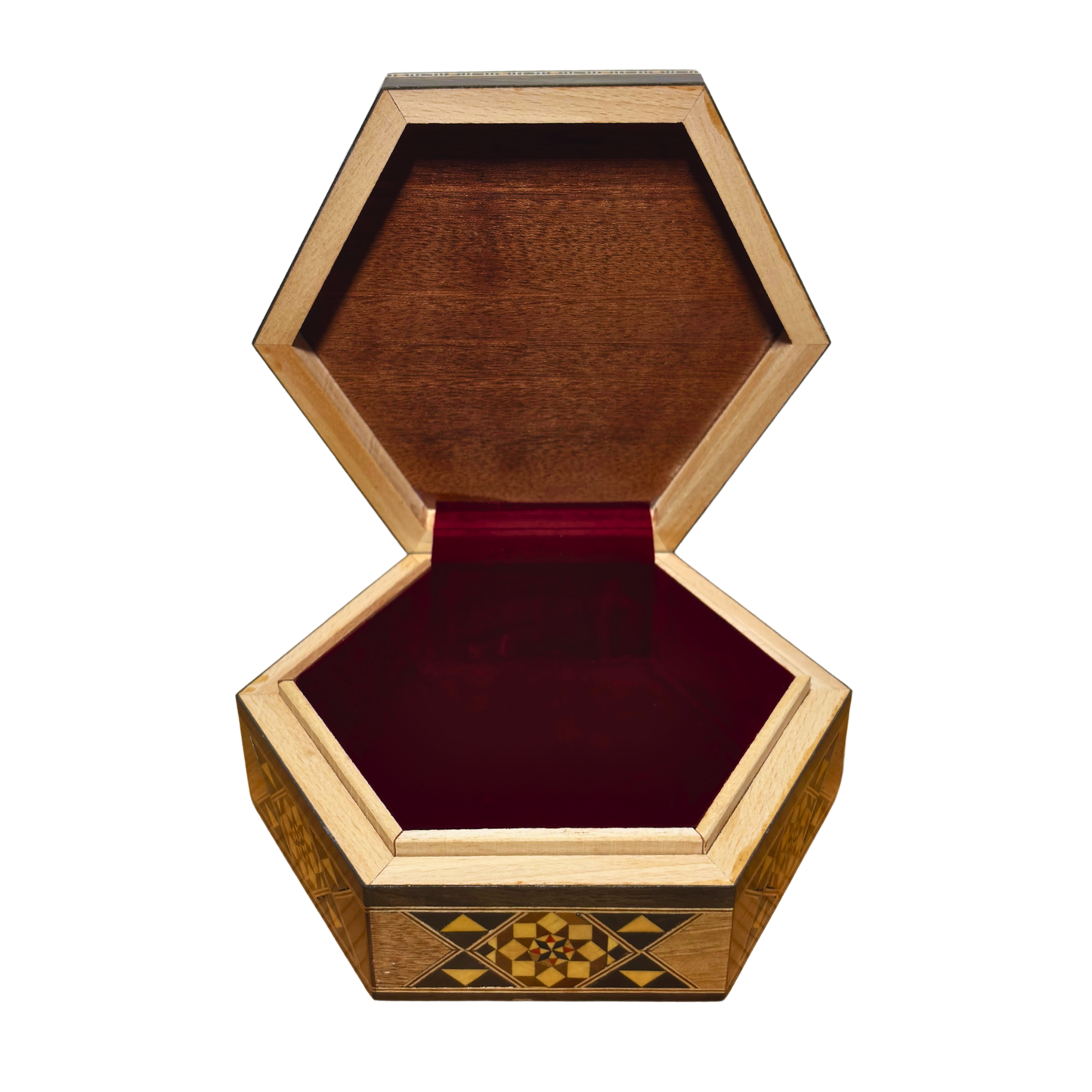 صندوق موزاييك دمشقي فاخر – صدف ومخمل راقٍ