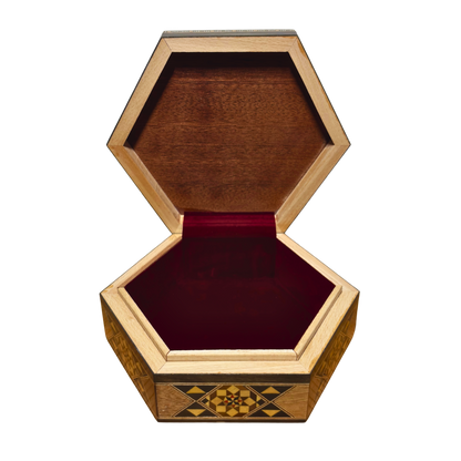 صندوق موزاييك دمشقي فاخر – صدف ومخمل راقٍ