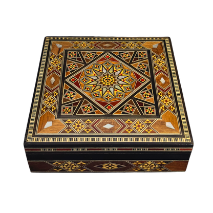 Handcrafted Damascene Mosaic Box – Timeless Elegance & Velvet