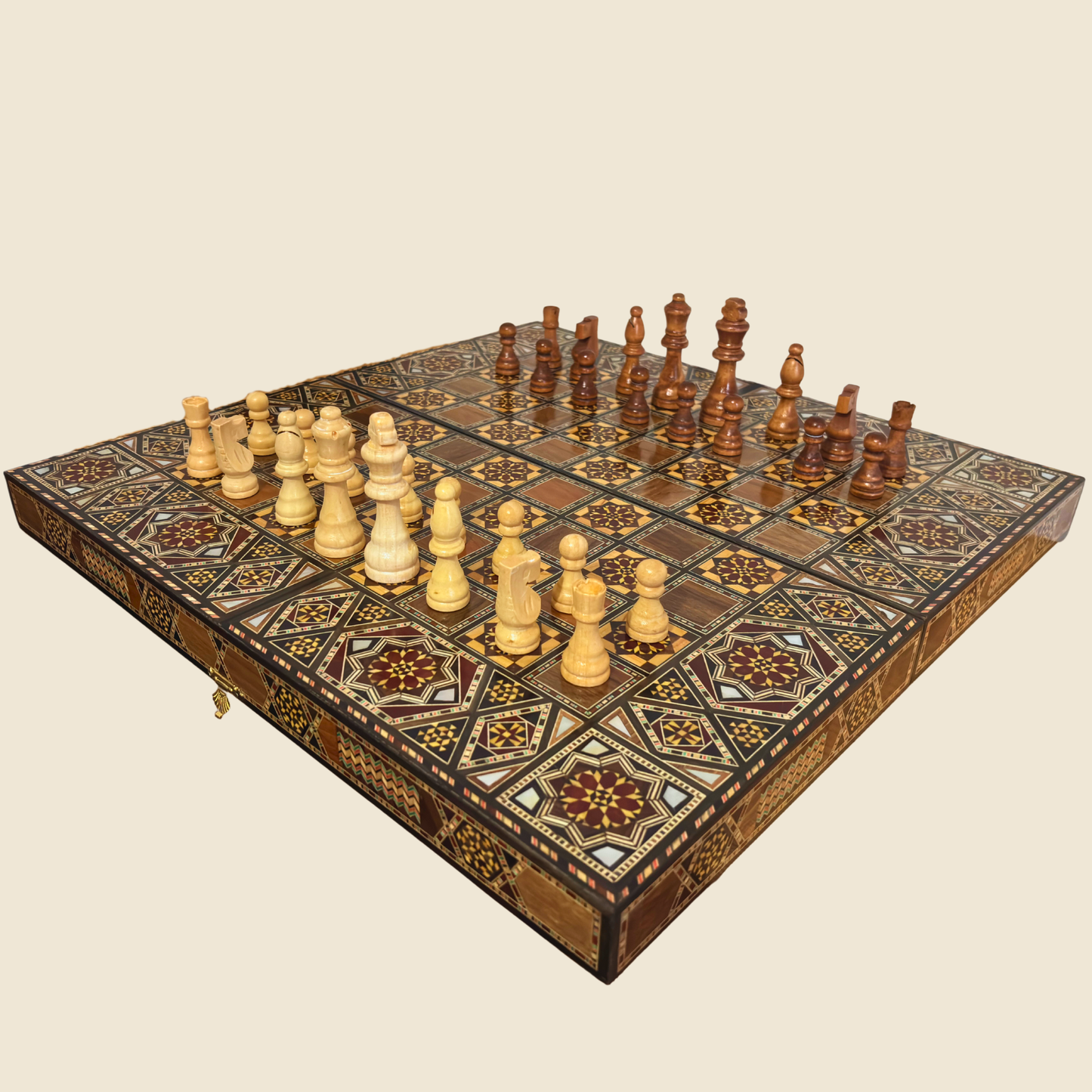 Handcrafted Damascene Backgammon & Chess Table Set by Gaby Al Dayeh – Mother of Pearl Inlay