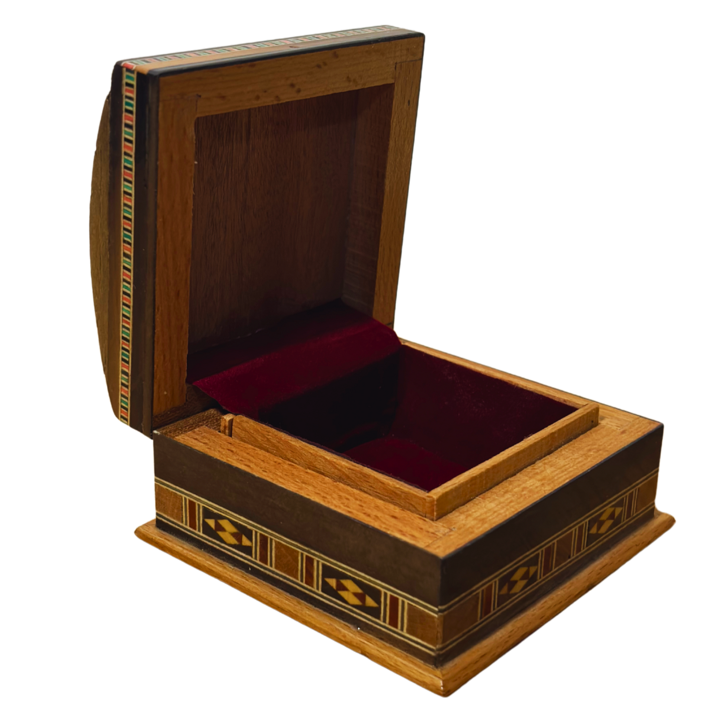 Handcrafted Mosaic Box – Traditional Damascus Art & Velvet Interior