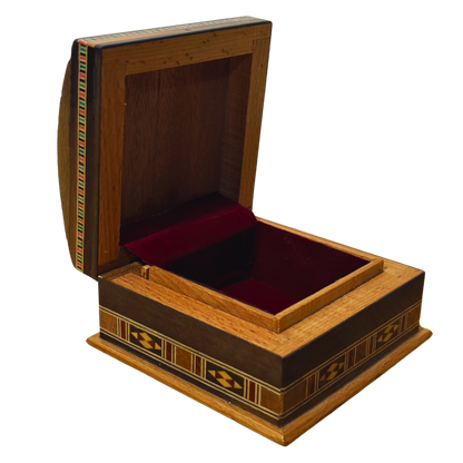 Handcrafted Mosaic Box – Traditional Damascus Art & Velvet Interior