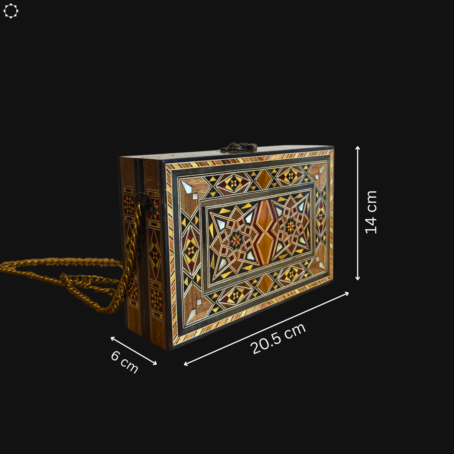Bolsa Damasquina com Madrepérola – Elegância Oriental Feita à Mão