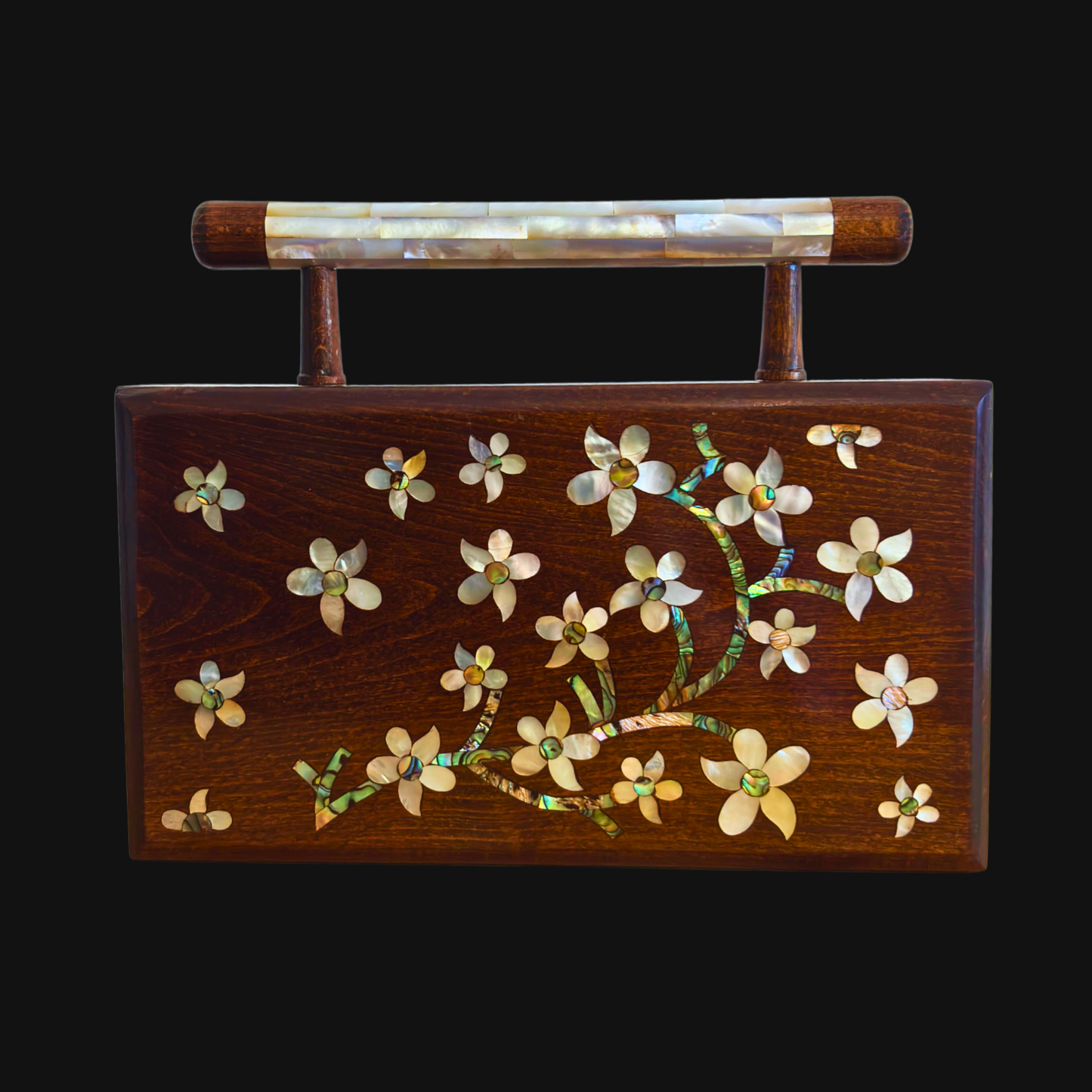 Yasmine – Luxury Damascene Clutch with Mother of Pearl Inlay & Brocade Interior