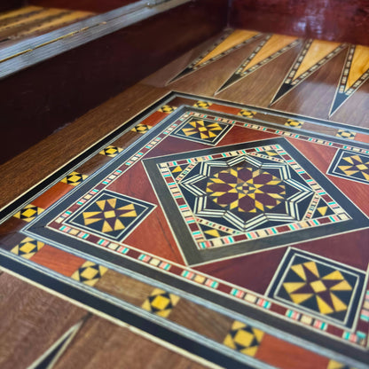 Handcrafted Damascene Chess & Backgammon Table by Gaby Al Dayeh – Classic Mosaic Design