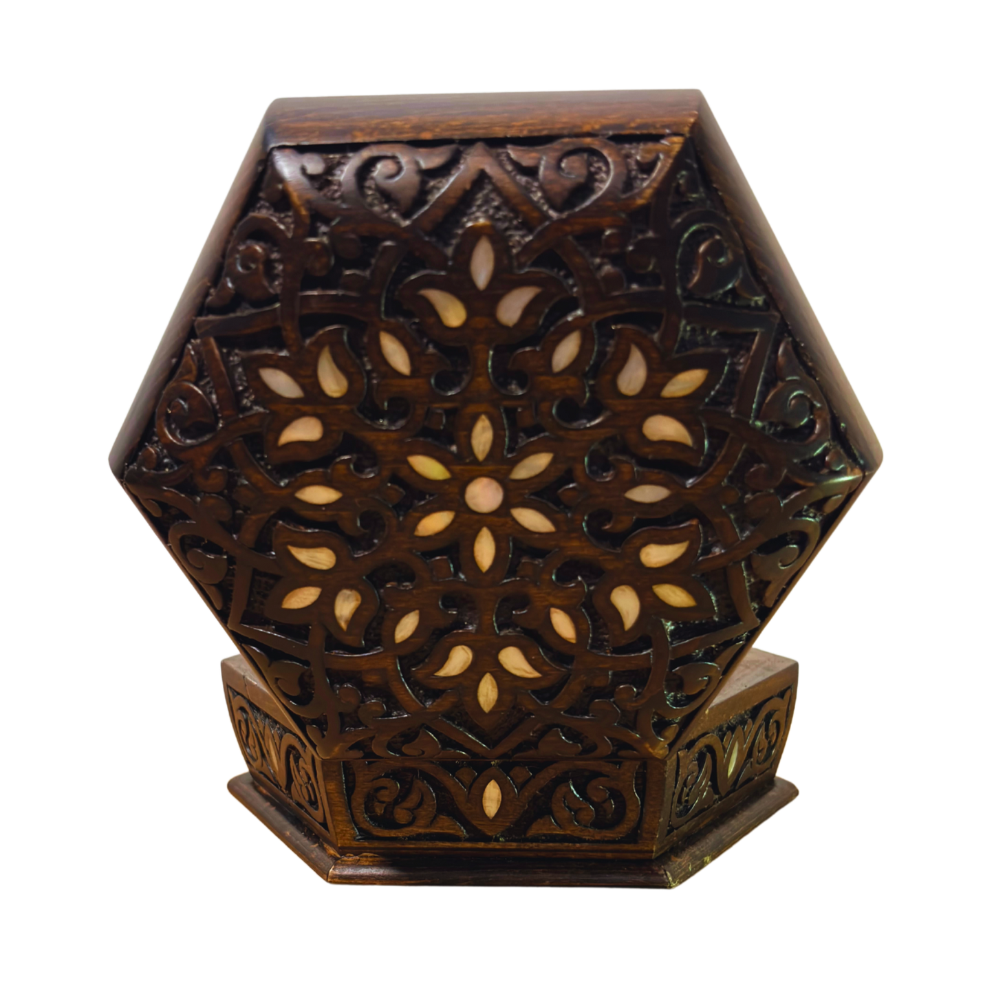 Handcrafted Luxury Carved Box – Mother of Pearl & Velvet Elegance