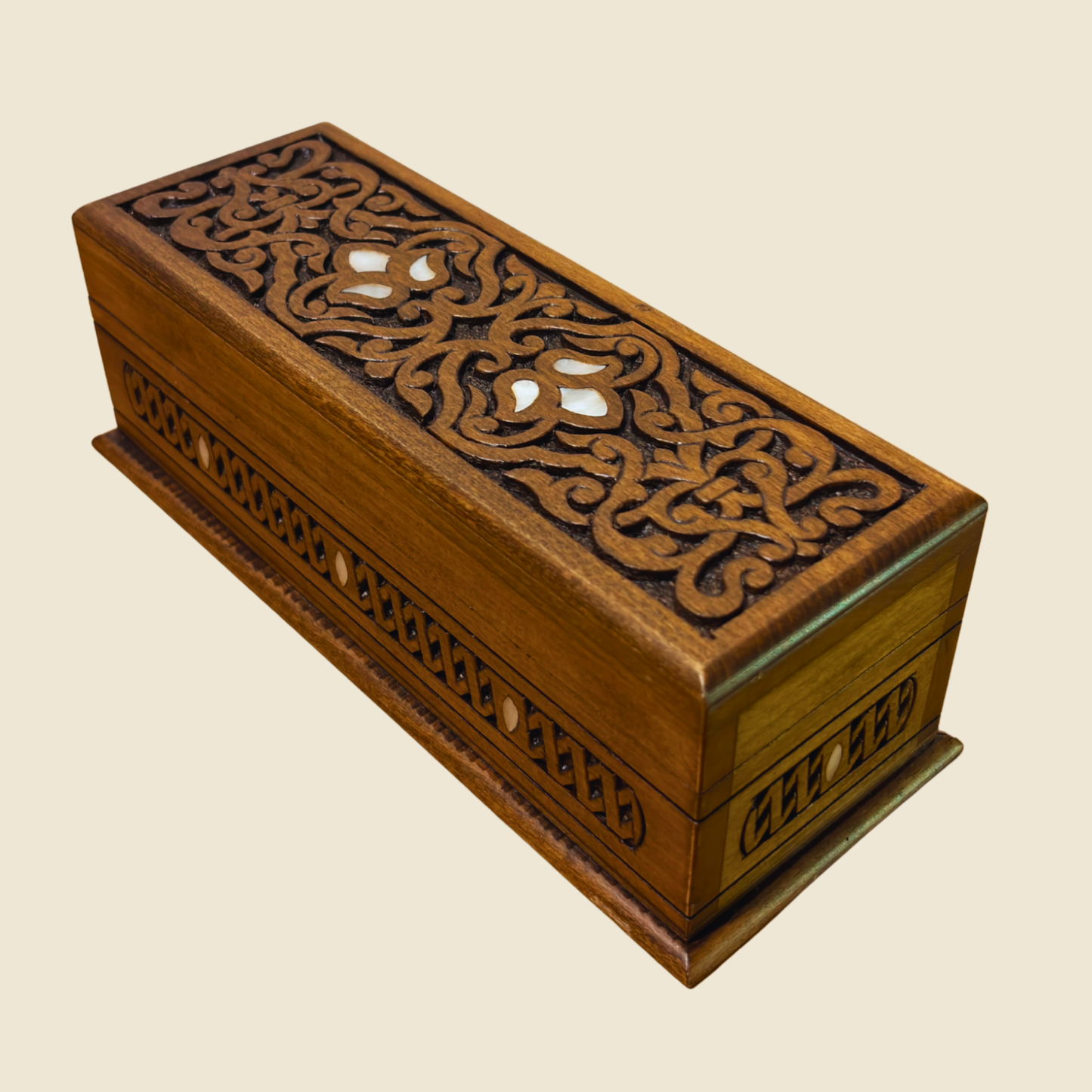 Handgefertigte Luxus-Schatulle aus Damaskus – Perlmutt & Samt
