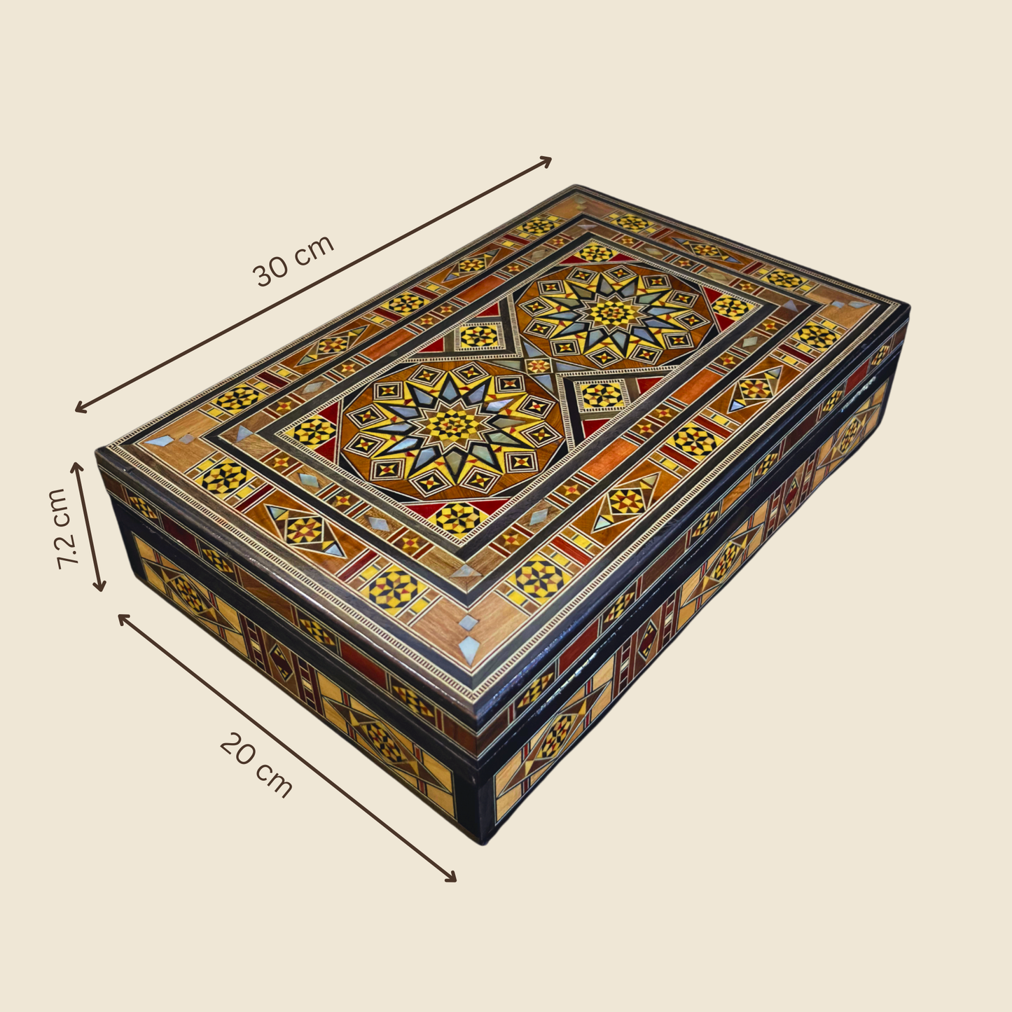Handcrafted Mosaic Box – Damascene Art & Velvet Interior