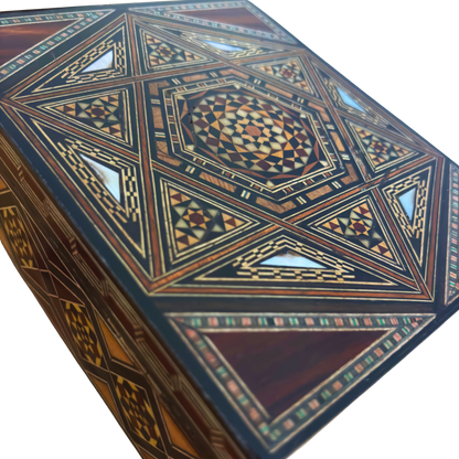 Boîte en Mosaïque Damasquine Raffinée par le Maître Gaby Al Dayeh – Nacre et Velours