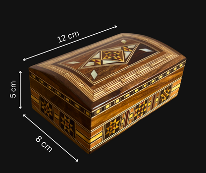 Handcrafted Damascene Jewelry Box with Mother of Pearl Inlay – Luxury Wood Keepsake
