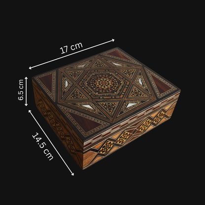 Boîte en Mosaïque Damasquine Raffinée par le Maître Gaby Al Dayeh – Nacre et Velours