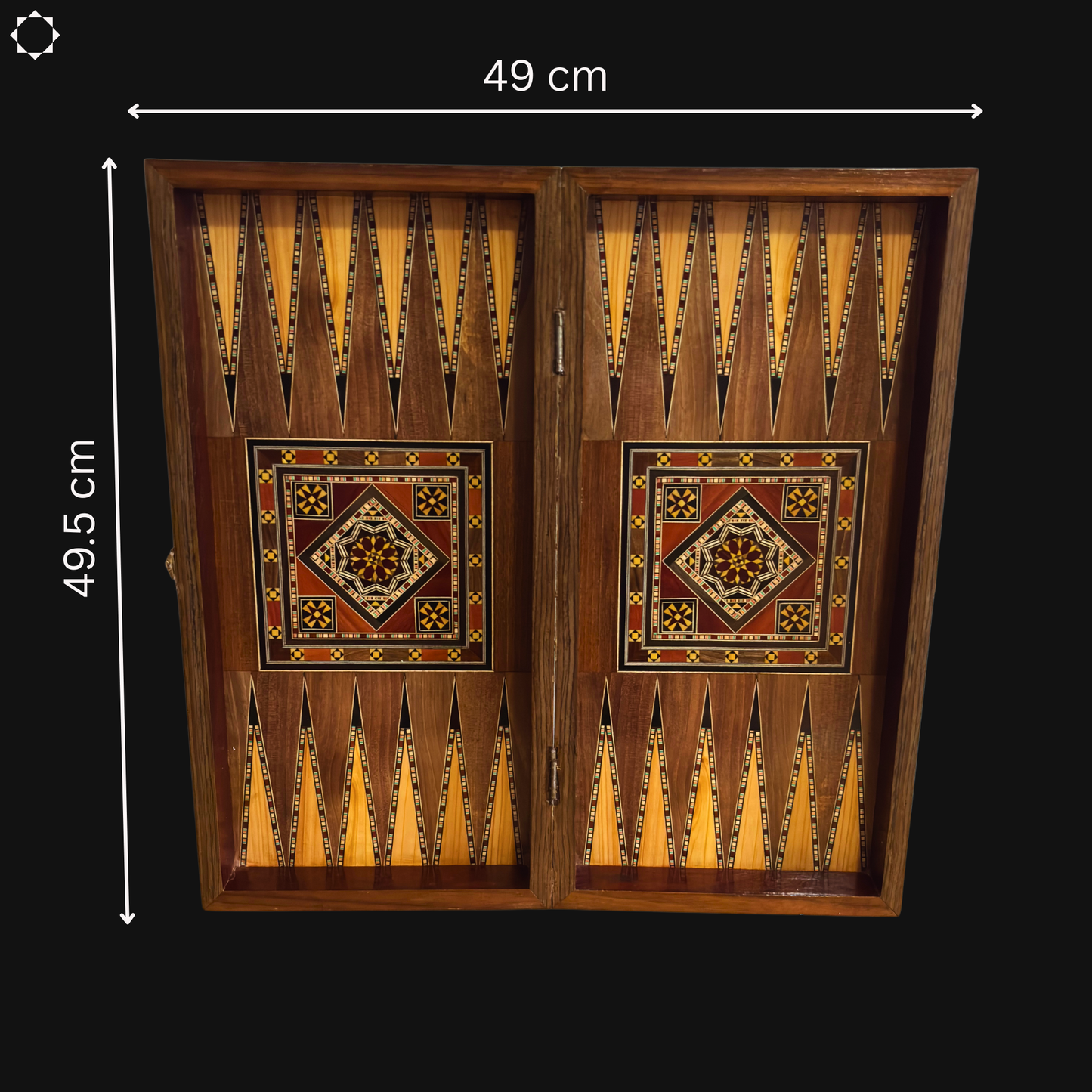 Handcrafted Damascene Chess & Backgammon Table by Gaby Al Dayeh – Classic Mosaic Design