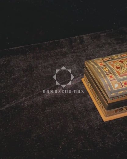 Handcrafted Mosaic Box – Traditional Damascus Art & Velvet Interior