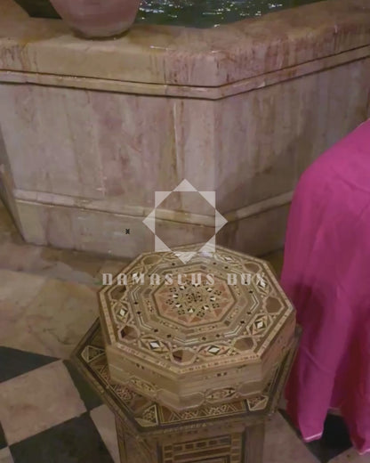 Scatola Damaschina a Mosaico – Legno Artigianale con Interno in Velluto Rosso