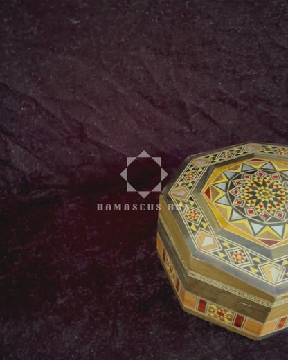 Elegant Damascene Mosaic Box – Mother of Pearl & Velvet